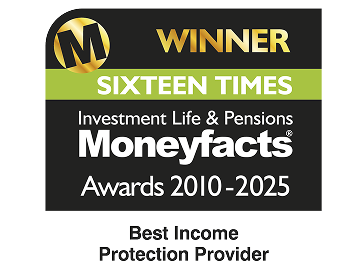 Moneyfacts sixteen times winner best income protection provider award