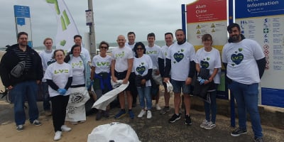 LV= employees doing a beach clean
