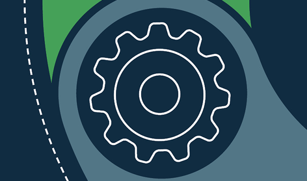 Illustration of a cog on an abstract background