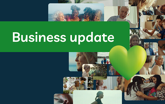 Collection of images from the LV= TV advert titled 'business update'