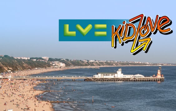 Bournemouth pier image with KidZone logo
