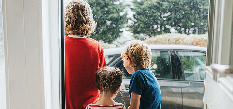 Family looking out the window
