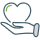 Sustainable mutual icon showing a heart in hand