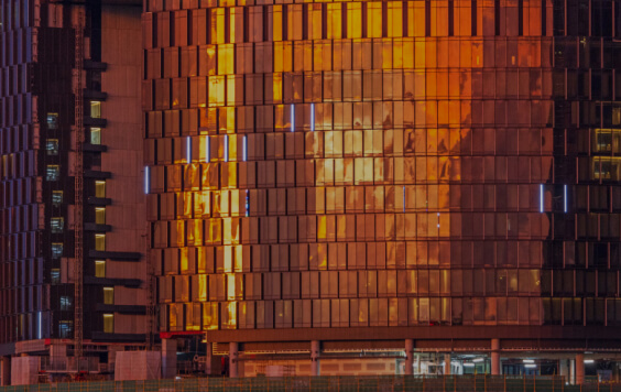 Picture of an orange skyscraper