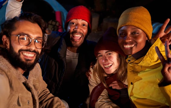 Group of friends out camping