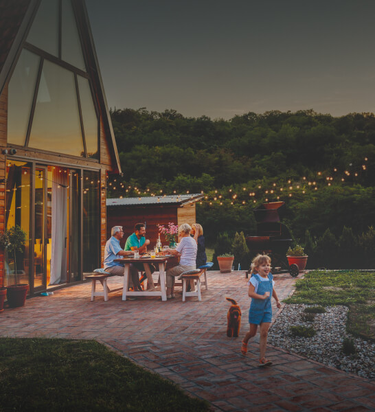 Garden party with multigenerational family
