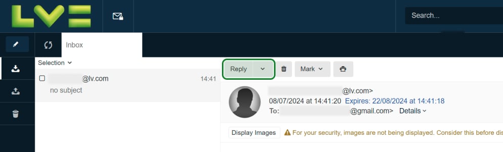 Email showing the capability to reply