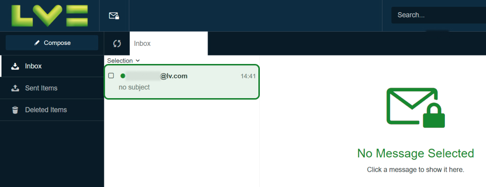 Inbox showing secure email