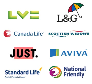 Partner logos including: LV=, Legal and General, Canada Life, Scottish Widows, Just, Aviva, Standard Life and National Friendly