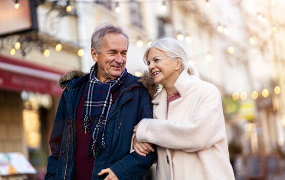 Older couple walking