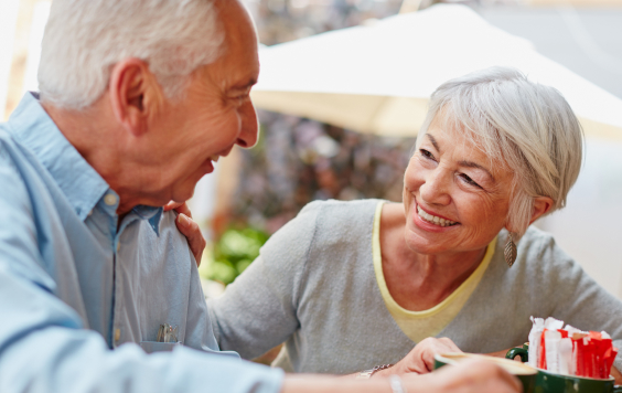 Couple having a coffee and chat