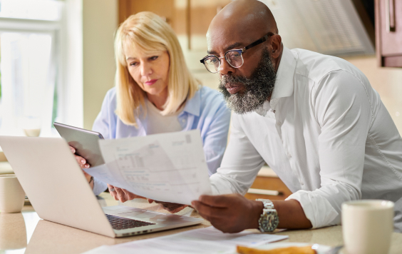 Couple looking at finances