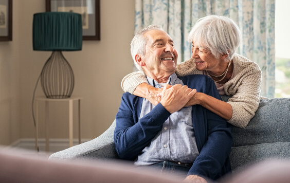Older couple cuddling
