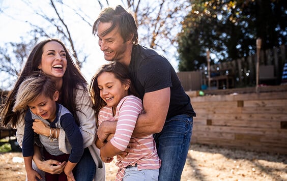 Family playing outside