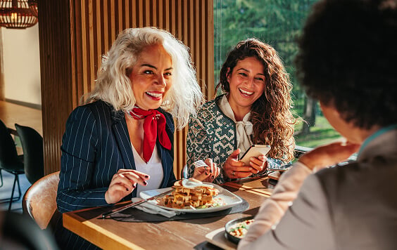 Friends eating a meal out