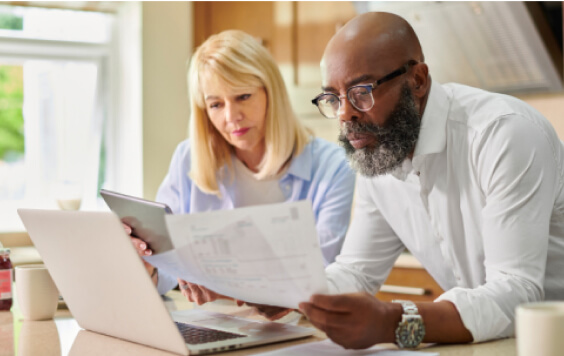 Couple looking at finances