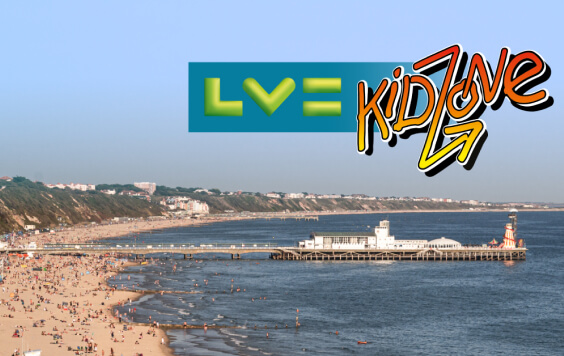 Bournemouth pier image with KidZone logo