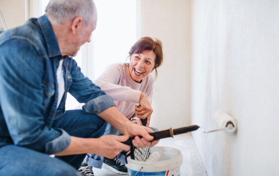 Couple doing house work