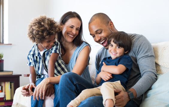 Family having fun at home