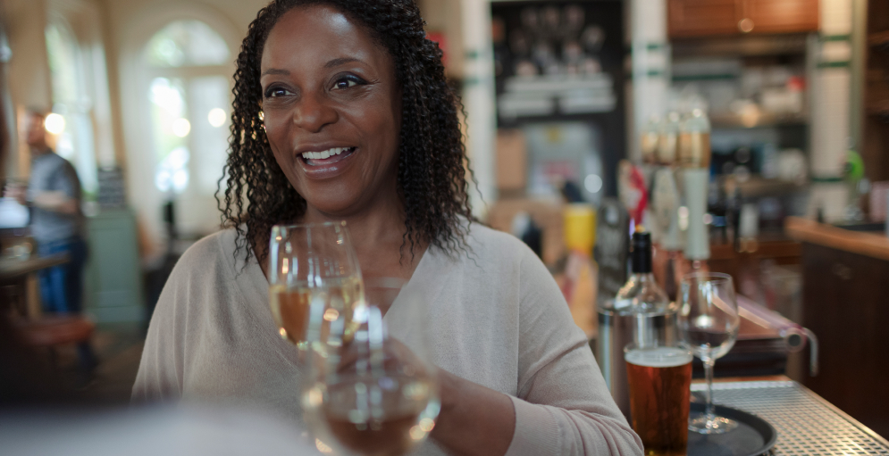 Woman drinking champagne