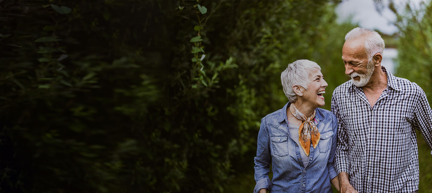 Older couple walking
