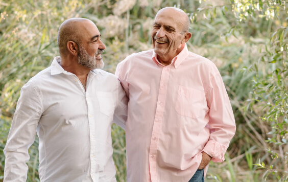 Male couple out on a walk