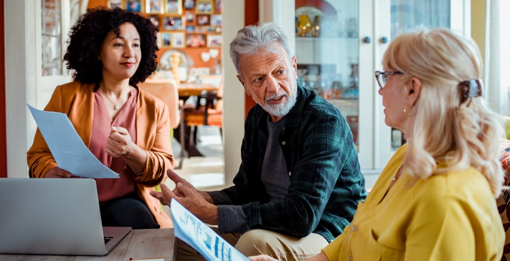 Old couple with woman