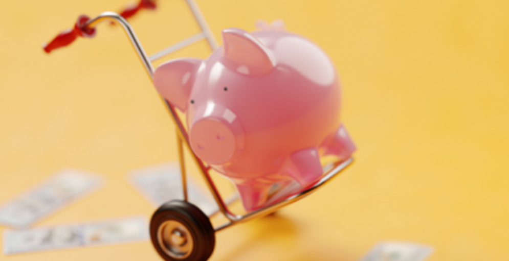 Piggy bank on wheels