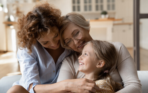 Daughter, mother and grandmother together