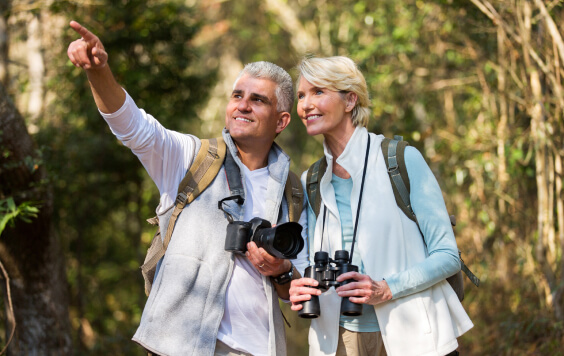 Older couple exploring outside